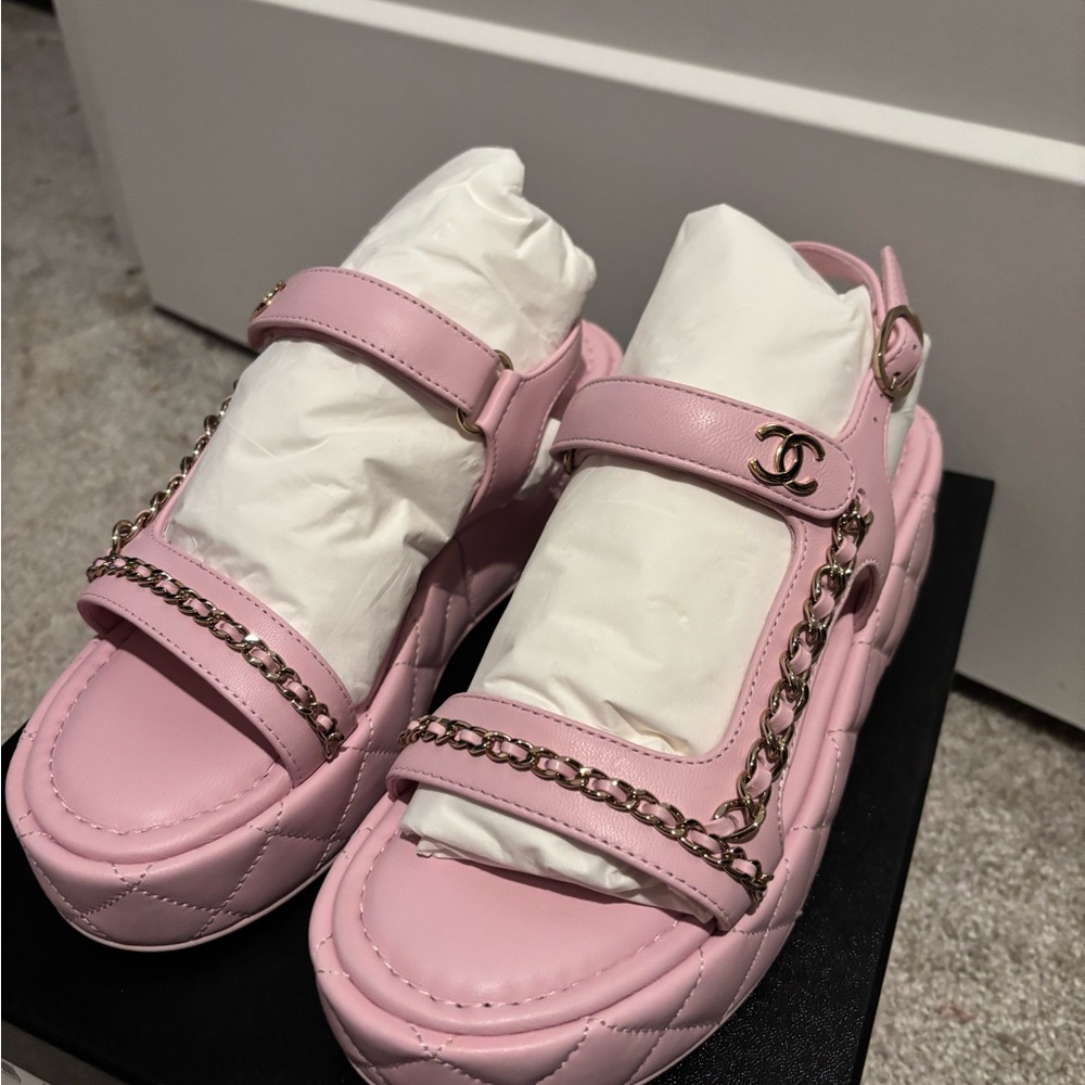 Chanel Pink Quilted Women's Sandals